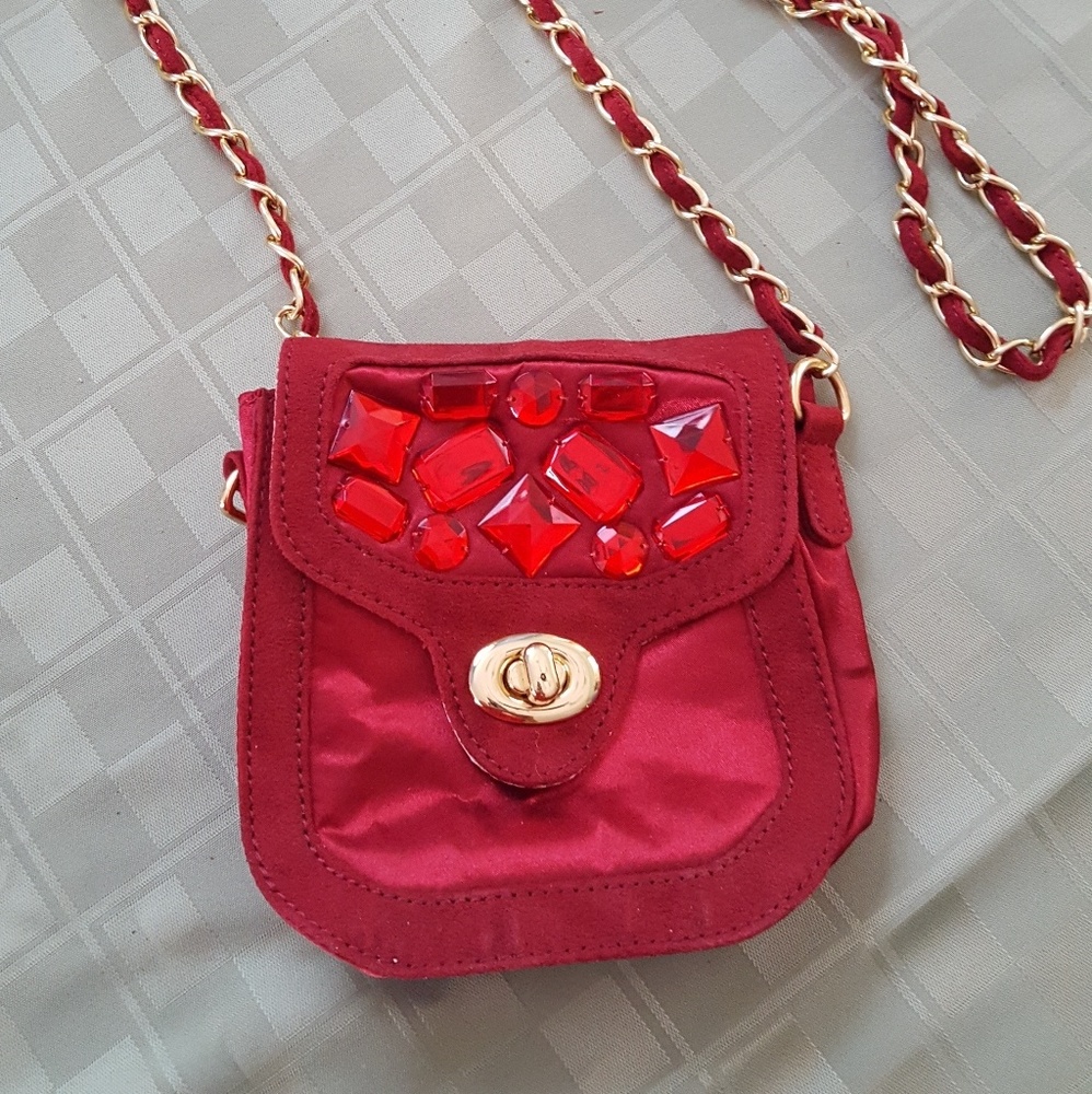 Colin + Colette mini red rhinestone purse